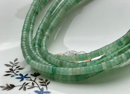 2x4 mm Natural Green Aventurine Heishi Rondelle Shape Genuine Natural Color Aventurine Discs Gemstones Loose Beads 15.5 Inches Strand #3955