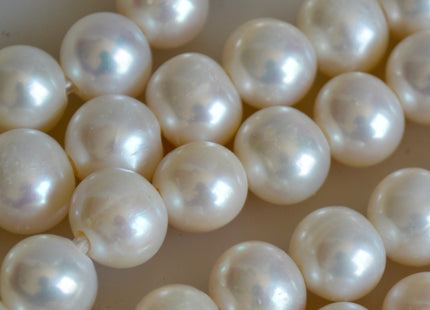 9-12 mm AA Half Strand Large Hole Natural White Potato Freshwater Pearl 2.1 mm Hole Large Hole Beads, Large Hole White Pearls #1