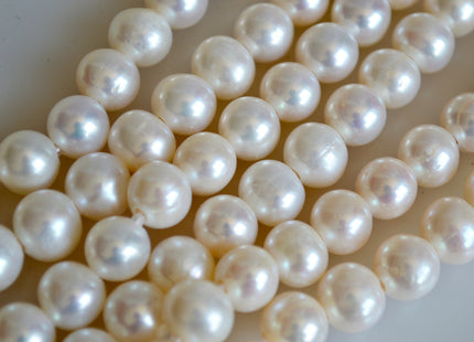 9-12 mm AA Half Strand Large Hole Natural White Potato Freshwater Pearl 2.1 mm Hole Large Hole Beads, Large Hole White Pearls #1