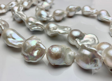One-Of-A-Kind 15-18x22-30 mm AAA Jumbo Natural White Baroque Pearl High Luster Tear Drop Shape White Baroque Pearl Beads #1094