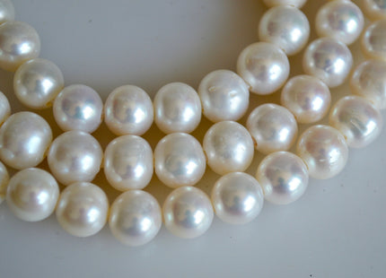 9-12 mm AA Half Strand Large Hole Natural White Potato Freshwater Pearl 2.1 mm Hole Large Hole Beads, Large Hole White Pearls #1