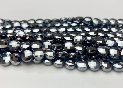 6 mm Micro Faceted Diamond Cut Tera Herz Flat Coin Disc Shape Gemstone Beads Genuine Natural Shiny Silver Color 15 Inches Strand #3170