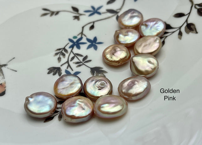 ONE Piece AAA 13-14 mm Natural Mauve Pink Top Quality Super High Luster Smooth Thick Coin Pearl For Earring Pendant And Necklace #P2185