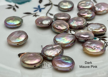 ONE Piece AAA 13-14 mm Natural Mauve Pink Top Quality Super High Luster Smooth Thick Coin Pearl For Earring Pendant And Necklace #P2185