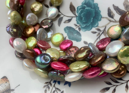 12 mm Multi Color Coin Freshwater Pearl Beads Genuine Mixed White Pink Gray Peacock bronze Copper Green Brown Coin Pearl 29 Beads #543