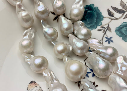 15x20-17x30 mm AA Natural White Freshwater Baroque Pearl Beads Genuine High Luster And Quality Natural White Baroque Pearls #1683
