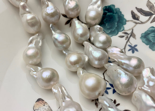 15x20-17x30 mm AA Natural White Freshwater Baroque Pearl Beads Genuine High Luster And Quality Natural White Baroque Pearls #1683