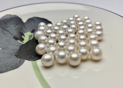 ONE Piece AAA 9-9.5 mm Top Quality High Luster Round Half Drilled Freshwater Pearl Genuine Natural White Freshwater Pearls #1646-9095