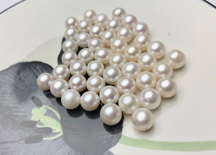 ONE Piece AAA 9-9.5 mm Top Quality High Luster Round Half Drilled Freshwater Pearl Genuine Natural White Freshwater Pearls #1646-9095