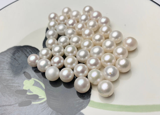 ONE Piece AAA 9-9.5 mm Top Quality High Luster Round Half Drilled Freshwater Pearl Genuine Natural White Freshwater Pearls #1646-9095