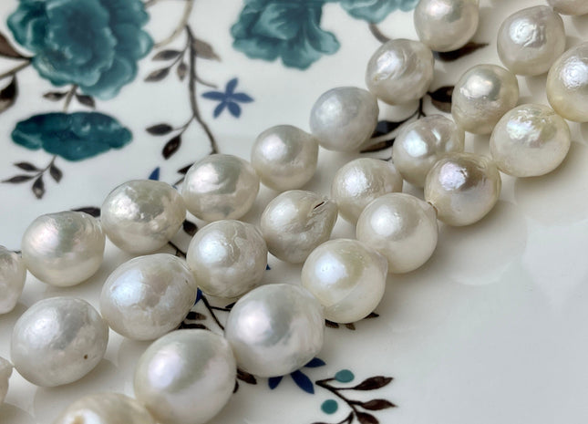 11-12 mm Natural White Baroque Freshwater Pearl Beads Natural White Edison Baroque Pearls Genuine White Edison Pearls #1562