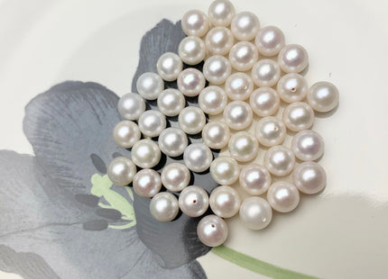 ONE Piece AAA 9-9.5 mm Top Quality High Luster Round Half Drilled Freshwater Pearl Genuine Natural White Freshwater Pearls #1646-9095