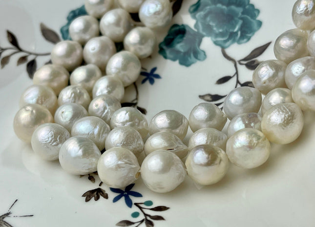 11-12 mm Natural White Baroque Freshwater Pearl Beads Natural White Edison Baroque Pearls Genuine White Edison Pearls #1562