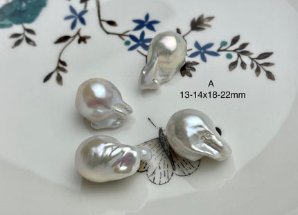 One-Of-A-Kind 13-18x18-32 mm AAAA Jumbo Natural White Baroque Pearl High Luster Half Drilled Tear Drop White Baroque Pearl Beads #P2097