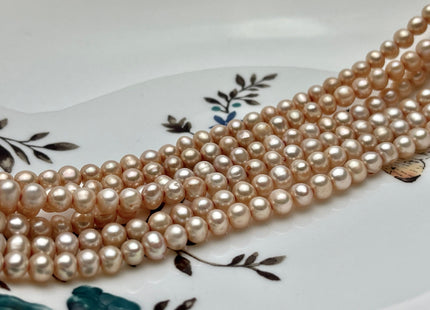 4.5-5 mm AA Pale Beige Champagne Color Potato Freshwater Pearl Beads Genuine Champagne Off Round Freshwater Pearl #P2223