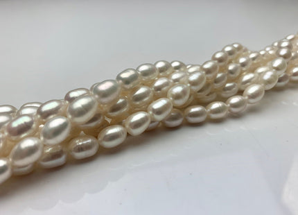 6x8 mm AA Natural White Rice Freshwater Pearl Beads Genuine Freshwater Rice / Oval Pearls High Luster Freshwater Pearl Beads #1664