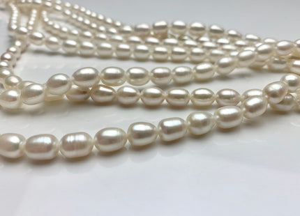 6x8 mm AA Natural White Rice Freshwater Pearl Beads Genuine Freshwater Rice / Oval Pearls High Luster Freshwater Pearl Beads #1664