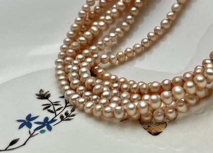 4.5-5 mm AA Pale Beige Champagne Color Potato Freshwater Pearl Beads Genuine Champagne Off Round Freshwater Pearl #P2223