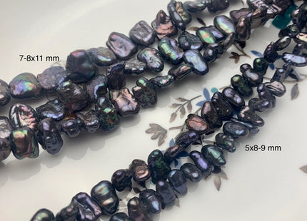 5-7x8-11 mm AA Dark Peacock Biwa Stick Freshwater Pearl Beads Genuine Cultured Center Drilled Peacock Color Biwa Pearl Beads #P2080