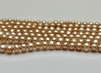 4.5-5 mm AA Pale Beige Champagne Color Potato Freshwater Pearl Beads Genuine Champagne Off Round Freshwater Pearl #P2223