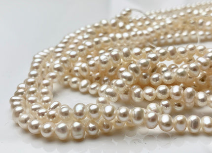 4x5 mm AAA Natural White Potato Freshwater Pearl White Small Potato Pearl Genuine Cultured Smooth And Shiny Bridal Pearls 90 Pieces #P1388