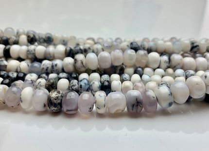 6mm 7mm 8mm 10mm AAA Natural Dendrite Opal Smooth Rondelle Large Hole Gemstone Beads Genuine White Gray Black Opal 8 Inches Strand #3267