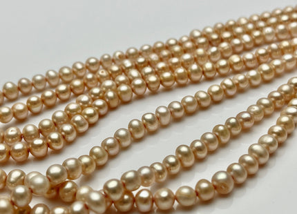 4.5-5 mm AA Pale Beige Champagne Color Potato Freshwater Pearl Beads Genuine Champagne Off Round Freshwater Pearl #P2223