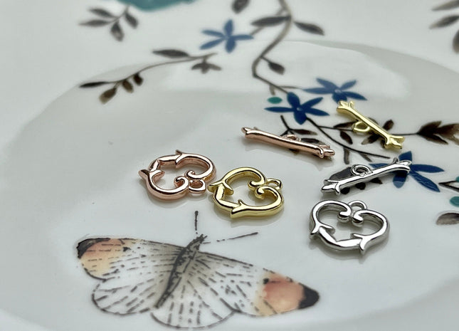 11 mm 925 Sterling Silver/Gold/Rose Gold Toggle Clasp Genuine 925 Sterling Silver Toggle Findings With Heart Shape Design DIY Jewelry #10268