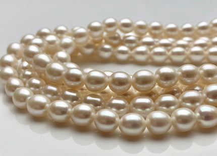 7.5x8-9 mm AAA Natural White Rice Shape Freshwater Pearl Beads Genuine Freshwater Rice / Oval Pearls High Quality Pearl Beads #1061