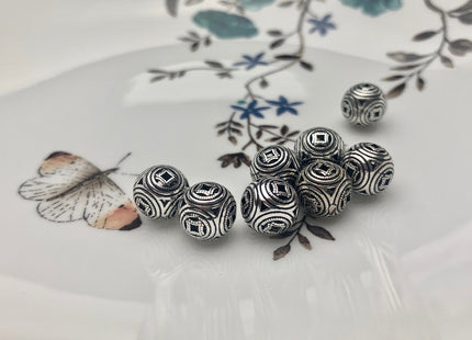 One Piece 10mm 12mm 925 Sterling Silver Tibetan Style Silver Spacer Ball Genuine Sterling Silver Spacer Bali Antique Large Hole Beads #10228