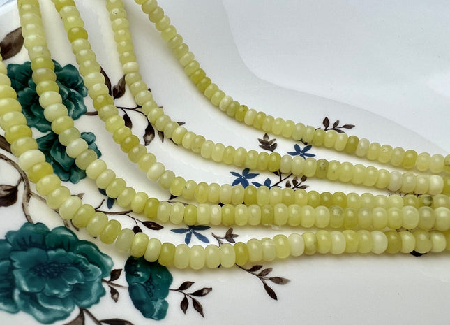 2x4mm 4x6mm Natural Smooth Rondelle Shape Lemon Jade Gemstone Beads 15 Inches Strand #4214