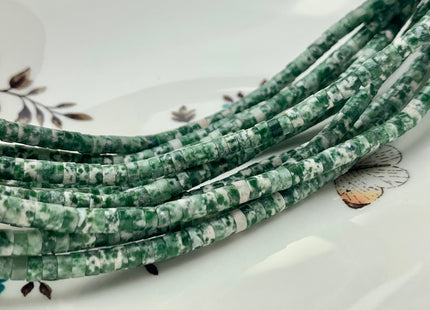 2x4mm Natural Green Dot Jasper Heishi Rondelle Shape Genuine Green Dot Jasper Discs Gemstone Loose Beads 15.5 Inches Strand #3119
