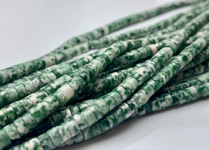 2x4mm Natural Green Dot Jasper Heishi Rondelle Shape Genuine Green Dot Jasper Discs Gemstone Loose Beads 15.5 Inches Strand #3119