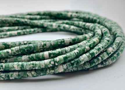 2x4mm Natural Green Dot Jasper Heishi Rondelle Shape Genuine Green Dot Jasper Discs Gemstone Loose Beads 15.5 Inches Strand #3119