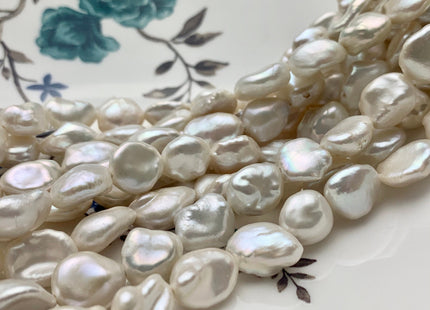 10-11x12-13mm AAA Half Strand High Luster Natural White Keshi Nugget Freshwater Pearl Beads Large Hole Size 1.2mm Pearl 17 Pieces #P1277