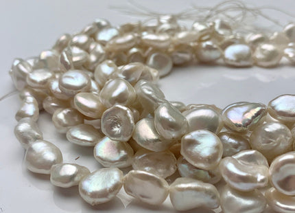 10-11x12-13mm AAA Half Strand High Luster Natural White Keshi Nugget Freshwater Pearl Beads Large Hole Size 1.2mm Pearl 17 Pieces #P1277