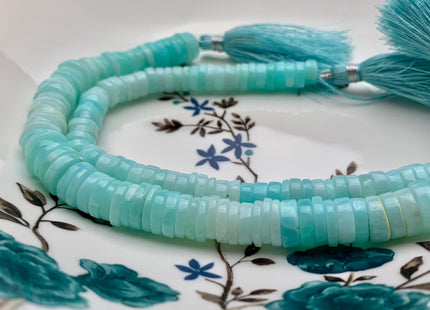 5mm 6mm 8mm 10mm AAA 100% All Natural Smooth Heishi Tyre Blue Opal Gemstone Beads Multi Blue green Opal Beads 8 Inches Strand #3197
