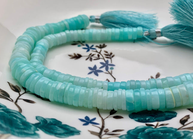 5mm 6mm 8mm 10mm AAA 100% All Natural Smooth Heishi Tyre Blue Opal Gemstone Beads Multi Blue green Opal Beads 8 Inches Strand #3197