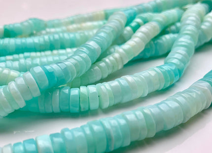 5mm 6mm 8mm 10mm AAA 100% All Natural Smooth Heishi Tyre Blue Opal Gemstone Beads Multi Blue green Opal Beads 8 Inches Strand #3197