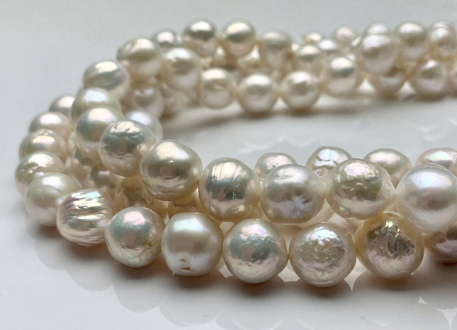 11-12 mm AA Natural White Baroque Edison Freshwater Pearl Beads Genuine High Luster Cultured Baroque Edison Pearls 32 Pieces #P1323