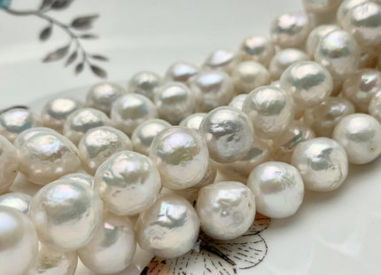 11-12 mm AA Natural White Baroque Edison Freshwater Pearl Beads Genuine High Luster Cultured Baroque Edison Pearls 32 Pieces #P1323