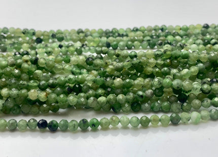 2.5mm 3.5mm AA Micro Faceted Round Canadian Nephrite Jade Gemstone Beads Genuine Natural Green Jade 15 Inches Strand #3640