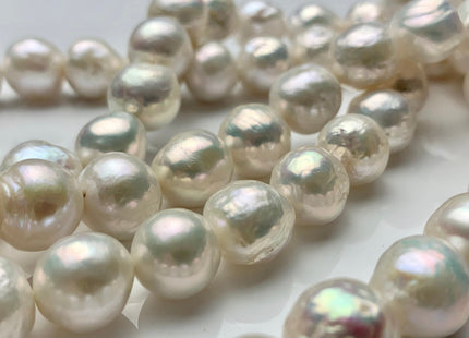 11-12 mm AA Natural White Baroque Edison Freshwater Pearl Beads Genuine High Luster Cultured Baroque Edison Pearls 32 Pieces #P1323