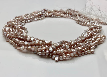 4-5 mm Natural Mauve Pink Potato Nugget Freshwater Pearl Beads Genuine Freshwater Pearls Tiny Mauve Nugget Cultured Seed Pearl Beads #1746