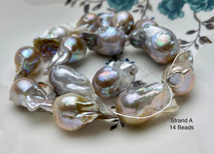 One-Of-A-Kind 16x20-20x30 mm AAA Very Rare HUGE Baroque Freshwater Pearl Bead Genuine Natural Seaweed Mauve Pink Baroque Pearls #P1922