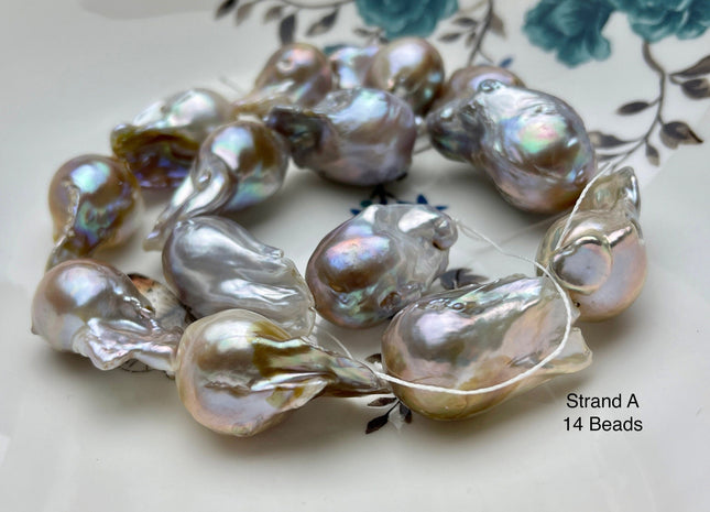 One-Of-A-Kind 16x20-20x30 mm AAA Very Rare HUGE Baroque Freshwater Pearl Bead Genuine Natural Seaweed Mauve Pink Baroque Pearls #P1922