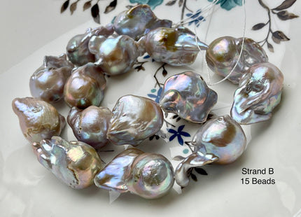 One-Of-A-Kind 16x20-20x30 mm AAA Very Rare HUGE Baroque Freshwater Pearl Bead Genuine Natural Seaweed Mauve Pink Baroque Pearls #P1922
