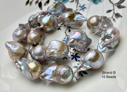 One-Of-A-Kind 16x20-20x30 mm AAA Very Rare HUGE Baroque Freshwater Pearl Bead Genuine Natural Seaweed Mauve Pink Baroque Pearls #P1922