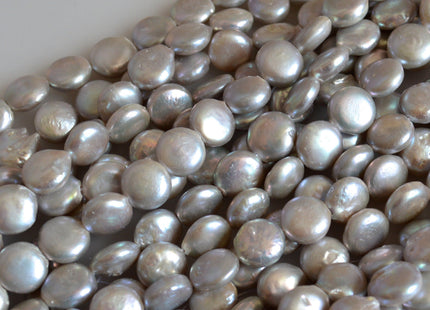 10-11mm AA Coin FreshwaterPearl Natural White Peacock 9-10mm Silver Genuine Cultured High Luster Flat Coin Pearls #381