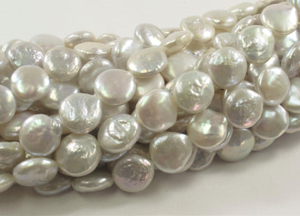 10-11mm AA Coin FreshwaterPearl Natural White Peacock 9-10mm Silver Genuine Cultured High Luster Flat Coin Pearls #381